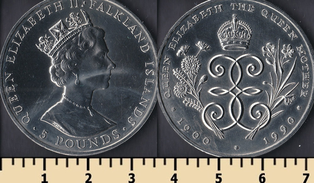 Фолклендские острова 5 фунтов 1990.