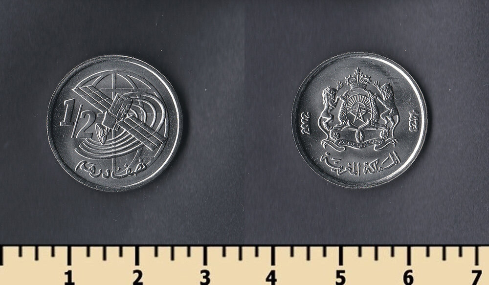 Вклад в дирхамах. Монета Марокко 1/2 дирхама 2002. Дирхамы монеты. Два дирхама монета. Монета 2 дирхама Марокко 2002 года.