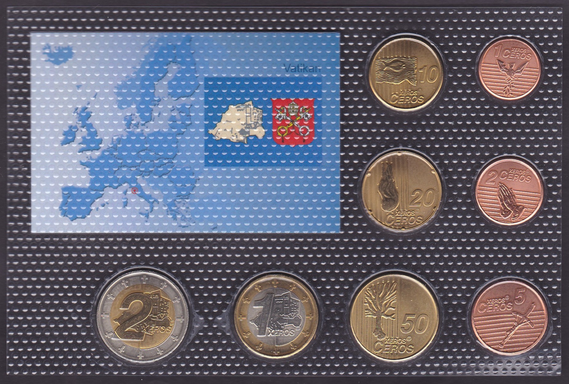Всего восемь монет по 5. Монеты евро пробы. Набор пробных евро монет Ватикана 2004. 500 Проб евро.