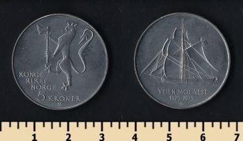 Норвегия 5 крон 1975