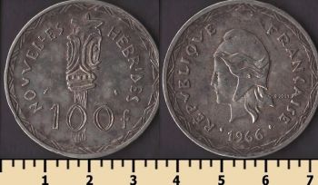Новые Гебриды 100 франков 1966