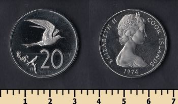 Кука острова 20 центов 1974