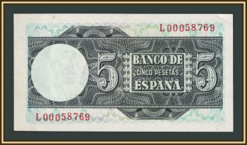 Испания 5 песет 1948 P-136 (136a) аUNC