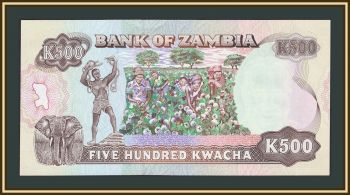 Замбия 500 квача 1991-1992 Р-35 (35a) UNC