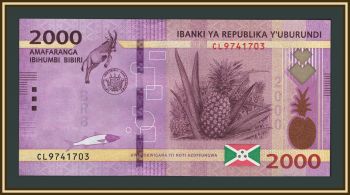 Бурунди 2000 франков 2023 P-52 (52с) UNC