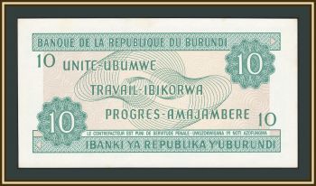 Бурунди 10 франков 1989 P-33 (33b.3) aUNC