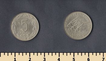 Центрально-Африканские штаты 5 франков 1977