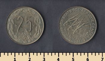 Центрально-Африканские штаты 25 франков 1983