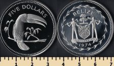 Белиз 5 долларов 1974