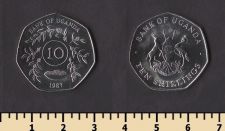Уганда 10 шиллингов 1987
