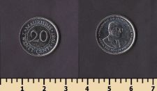 Маврикий 20 центов 1987