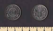 Гайана 25 центов 1990
