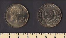 Кипр 20 центов 2001