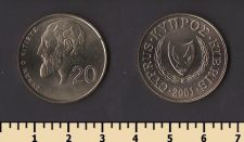 Кипр 20 центов 2001