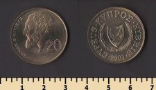 Кипр 20 центов 2001