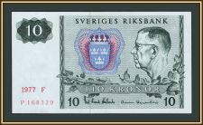 Швеция 10 крон 1977 P-52 (52d.2) UNC