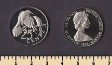 Британские Виргинские острова 25 центов 1974