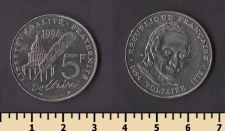 Франция 5 франков 1994