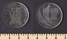 Франция 5 франков 1989