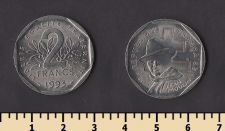 Франция 2 франка 1993