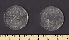 Франция 2 франка 1993